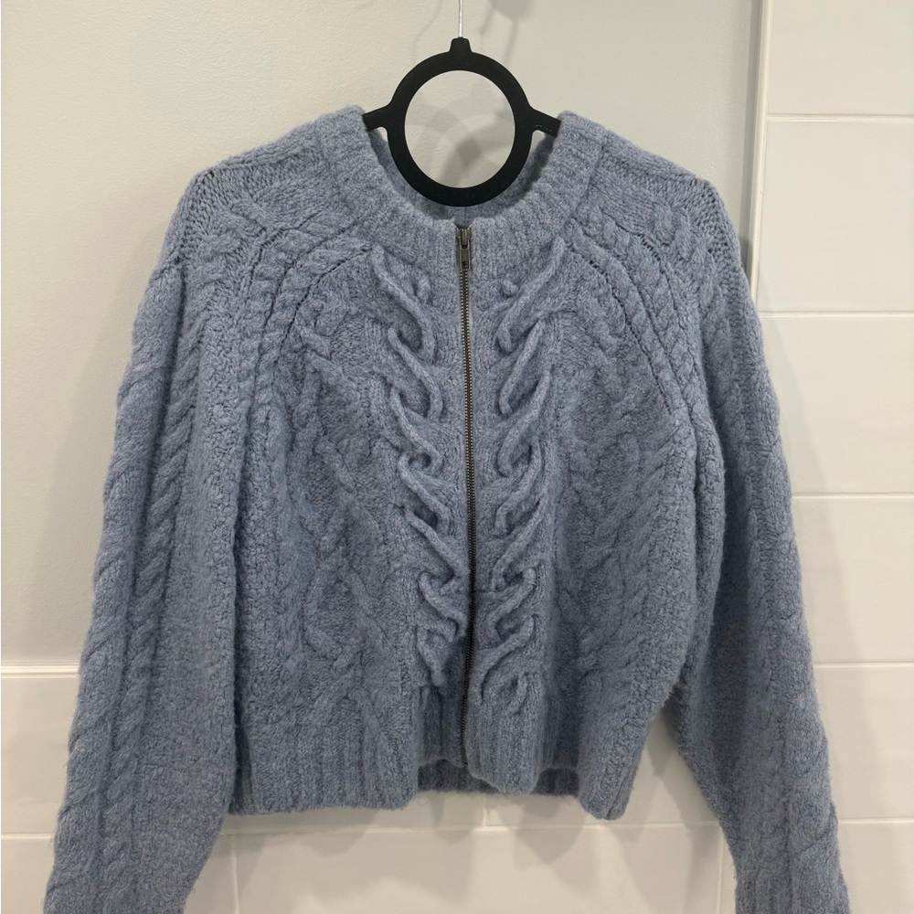 Blue Cable Knit Women's Sweater